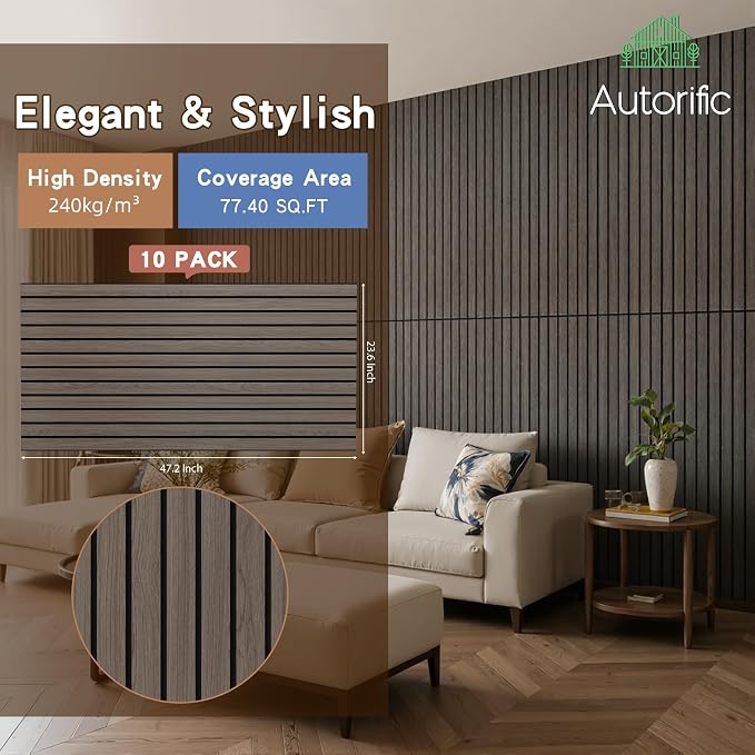 Wood Veneer Sound Panels, 10 Pack 47.2”x23.6” Wall Panels, Decorative Acoustic - Image 2