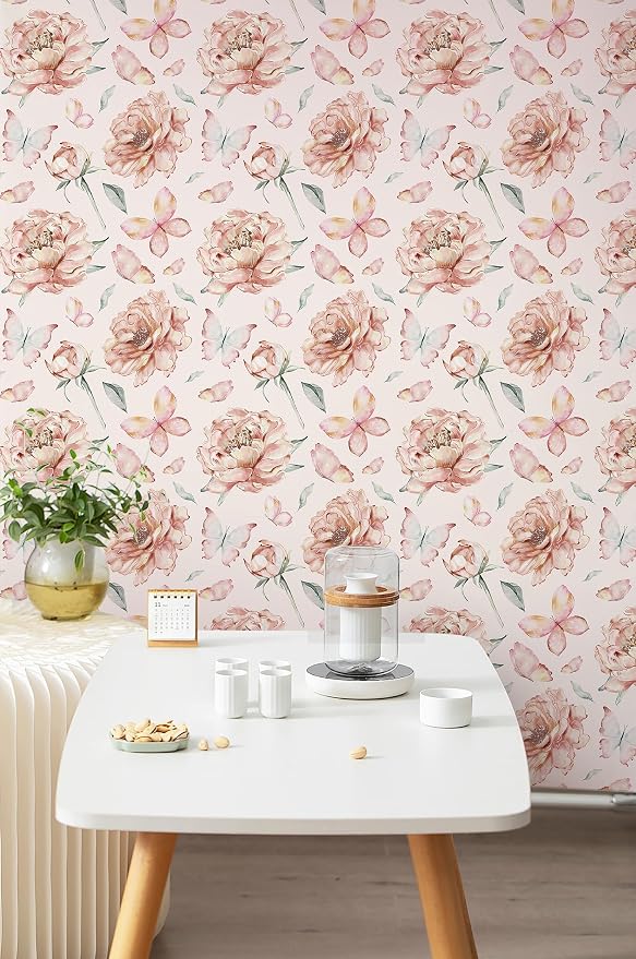 Safiyya Peel and Stick Wallpaper Floral Pink Wallpaper Pink Peony Contact Paper - Image 5