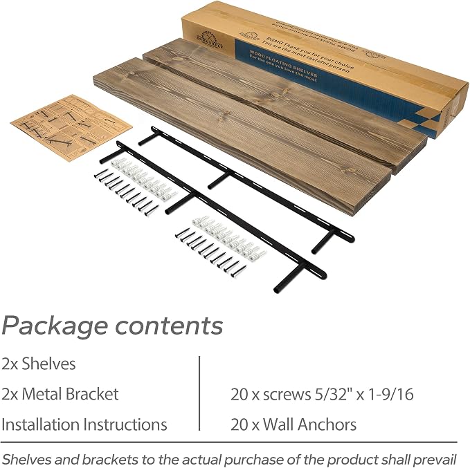 BGMG Wood Floating Shelves for Wall 54 inch Set of 2, Dark Walnut Floating - Image 7
