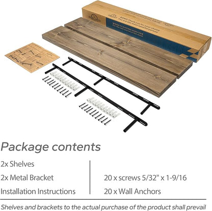 BGMG Wood Floating Shelves for Wall 54 inch Set of 2, Dark Walnut Floating - Image 7