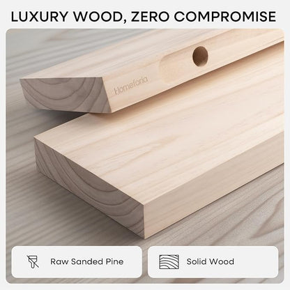 Homeforia 60 inch Wood Floating Shelf, High End Solid Natural Long Wood Shelf - Image 4