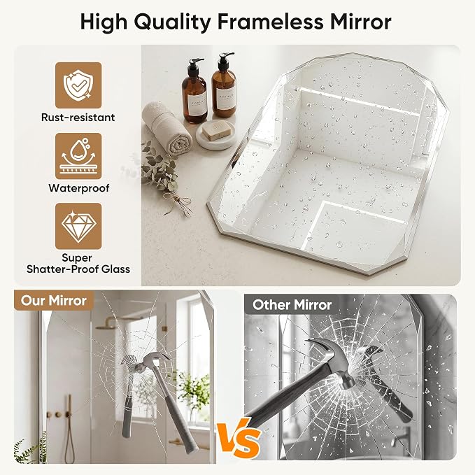 Suidia Bathroom Mirror, Frameless Bathroom Mirror - Image 4