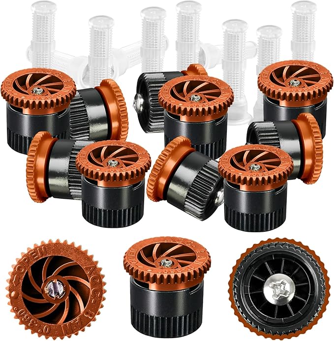 10 Pieces Variable Arc Nozzle, Replacement Pop-up Sprinkler Heads Compatible with Most of Adjustable Pop Up Sprinkler Spray Head for Garden Lawn Irrigation (8AN)