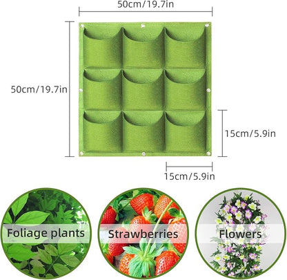 Hanging Planting Grow Bags, 9 Pockets Hanging Vertical Wall Planter Wall - Image 3
