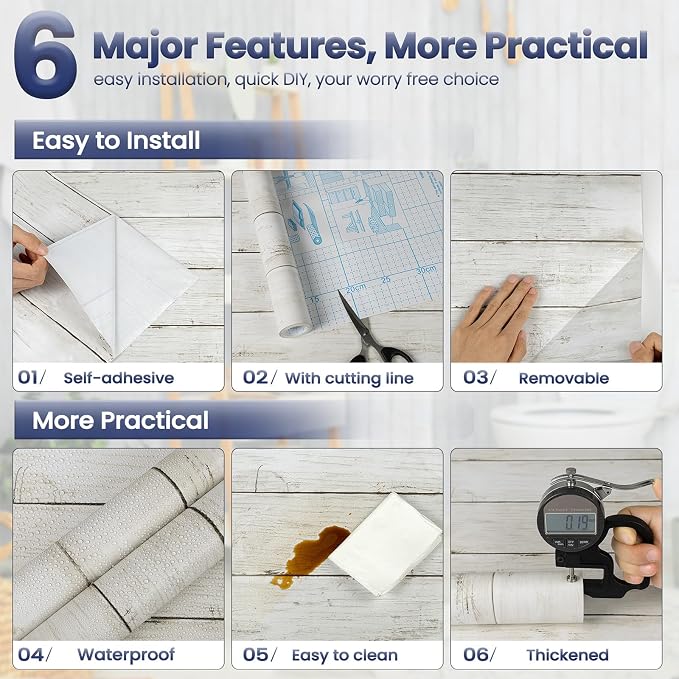 Decoroom Shiplap Contact Paper 17.71" X 236" - Image 2