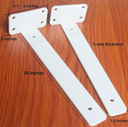 6 Pack - 10 inch White Hidden L Shelf Bracket Iron Floating Shelf Brackets - Image 2
