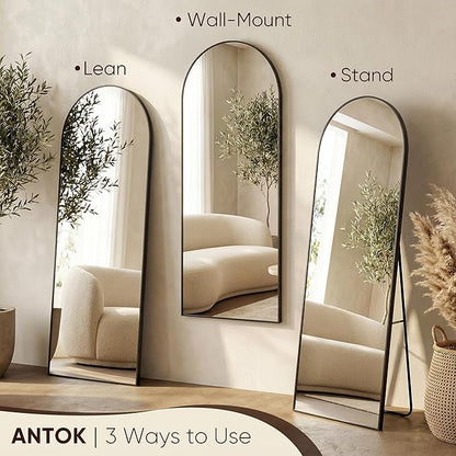 Antok 71" x32” Arched Full Length Floor Mirror, Free Standing/Wall Mount/Leaning - Image 5