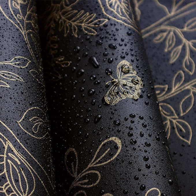 Froluya Black and Gold Wallpaper Peel and Stick Wallpaper 17.7"x118.1" Vintage - Image 4