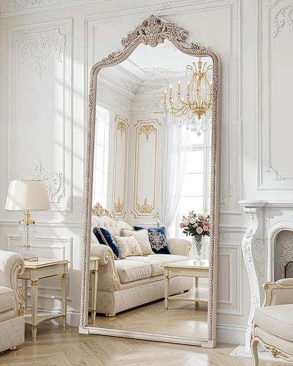 Wall Mount Arched Full Length Mirror, Baroque Antique Vintage Long Mirrors by WISSMILESHOME