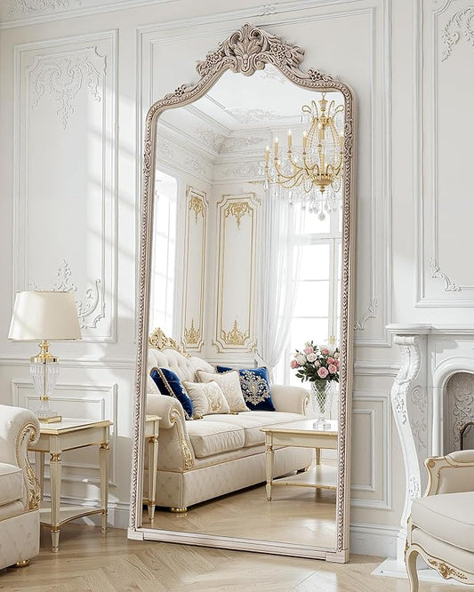 Wall Mount Arched Full Length Mirror, Baroque Antique Vintage Long Mirrors by WISSMILESHOME