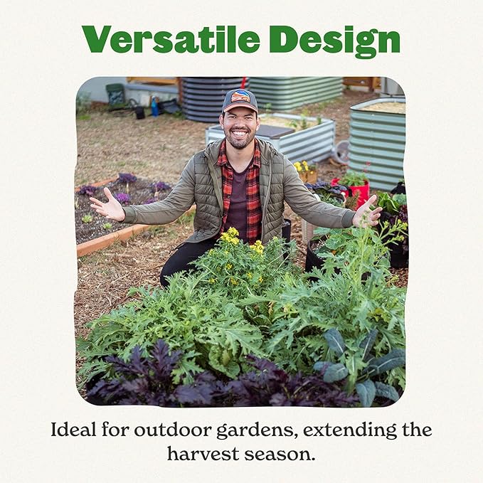 Epic Gardening 5-in-1 Modular Galvanized Raised Garden Bed Kit, 15" Tall Metal Planter Box, Durable Aluzinc Steel Raised Garden Bed Outdoor for Vegetables, Herbs, Flowers & Fruits - Round - Mist Green