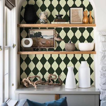 Simon&Siff Retro Peel and Stick Wallpaper Black and Green Wallpaper Vintage - Image 2