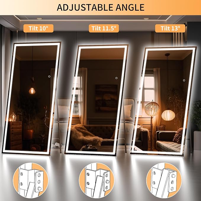 Hasipu Full Length Mirror with Lights, Full Body Dressing Hanging Mounted Mirror - Image 4
