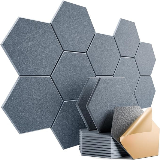 12 Pack Self-Adhesive Acoustic Panels 12" X 10" X 0.4" by Dailycooper