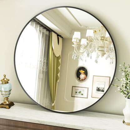 VooBang Round Mirror 23.6" Black Wall Mounted Circle Mirrors Vanity Mirror - Image 5