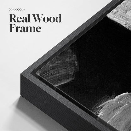 Large Framed Black and White Gray Abstract Wall Art - Image 5