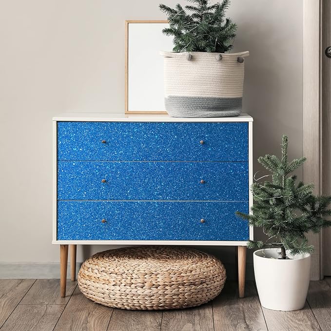 CRE8TIVE Blue Glitter Wallpaper Border Peel and Stick Wall Border Decorative - Image 2