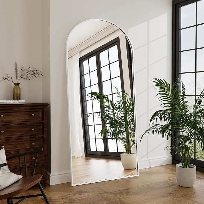 Rowjut Large 71"x30" Arched Full Length Mirror White Floor &Standing - Image 5