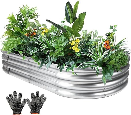6x3x1ft Thickening Galvanized Raised Garden Bed, Planter Box for Outdoor, Oval Larger Space Garden Bed Planter for Herbs, Vegetables, Fruits