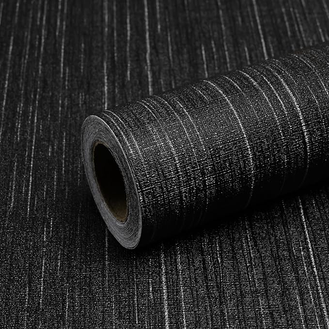 Black Grasscloth Peel and Stick Wallpaper by Qianglive