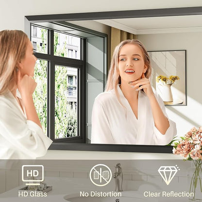 Briivue 40x30 Inch Black Bathroom Mirror - Image 4