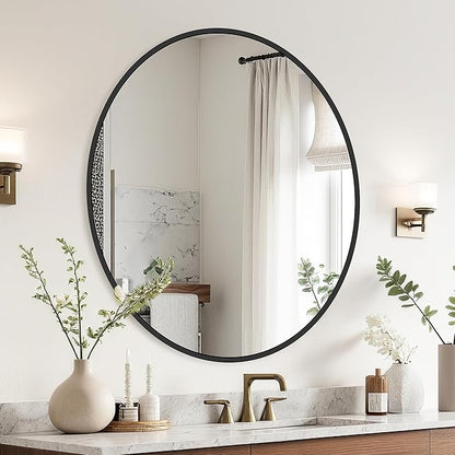Black Round Mirror 22 Inch, Circle Wall Mirrors - Image 3