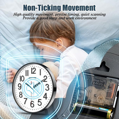 QPEUIM Wall Clock Wall Clocks Silent Non-Ticking Battery Operated Large Easy to - Image 4