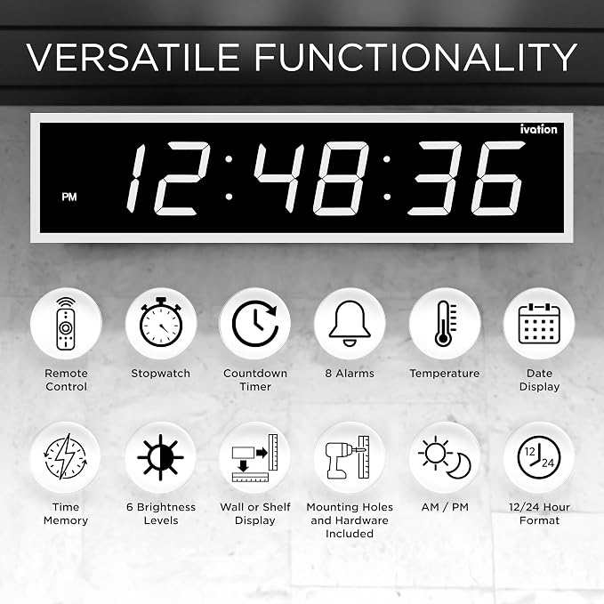 Ivation Huge Oversized 60" Large Digital LED Clock | Big Digital Clock - Image 6