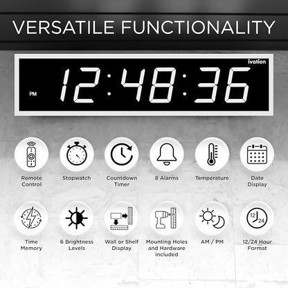 Ivation Oversized 24" Large Digital LED Clock | Big Digital Clock - Image 6
