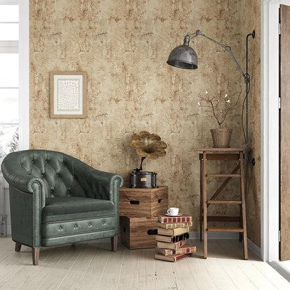 VEELIKE 15.7''x354'' Aged Concrete Wallpaper Textured Tan Concrete Peel and - Image 2