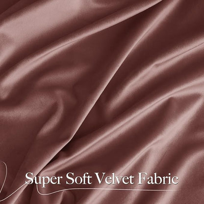 NICETOWN Wild Rose Velvet Curtains, Rod Pocket Velvet Drapes, Media Movie - Image 2