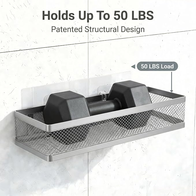 PUSDON 16.5-Inch Extra Long Slim Mesh Shower Caddy, Wall Mounted Bathroom - Image 6