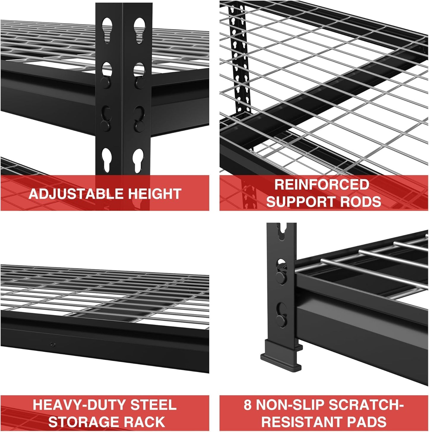 WORKPRO 5-Tier Metal Shelving Unit, 48”W x 24”D x 72”H, Heavy Duty Adjustable Storage Rack, 4000 lbs Load Capacity (Total), for Garage, Basement, Warehouse, 10 Pack