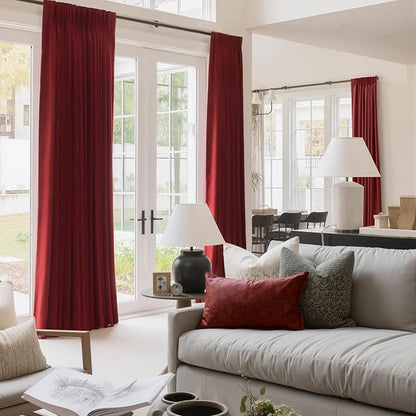 NICETOWN Christmas Red Velvet Curtains and Drapes 102 inches Long, Extra Long - Image 2