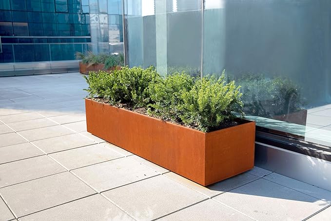 Tall Corten Steel Planter Box – 36x24 Inch Large Rectangular Planter for Outdoor Patios & Gardens | Heavy Duty Metal | Made in USA, Fully Assembled