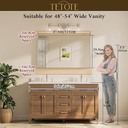 TETOTE Brushed Nickel Bathroom Mirror 48 x 30 Inch - Image 8