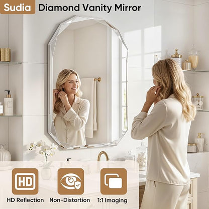 Suidia Bathroom Mirror, Frameless Bathroom Mirror - Image 3