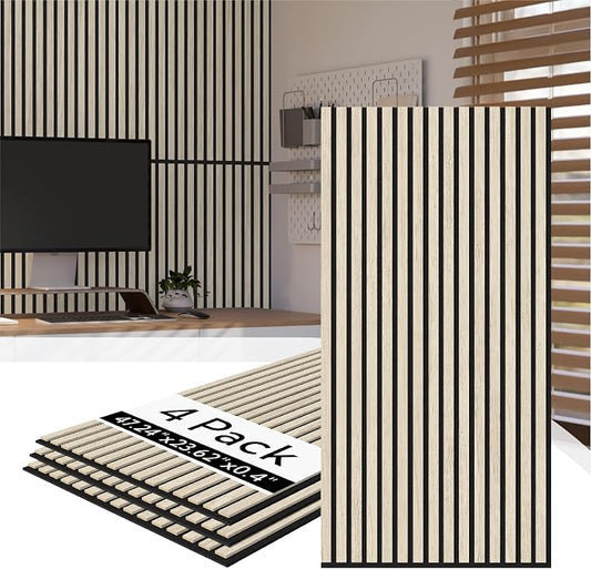 Olanglab Wood Slat Wall Panels 4 Pack, Acoustic Wall Panels, 47.24'' x 23.62" by Olanglab