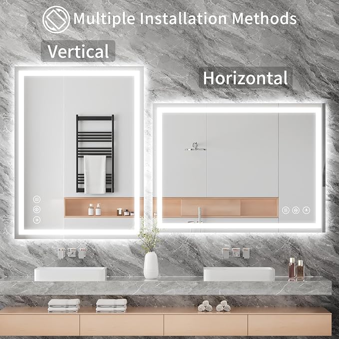 Koonmi 36"x30" LED Mirror for Bathroom, 90CRI Anti-Fog Vanity Mirror - Image 8