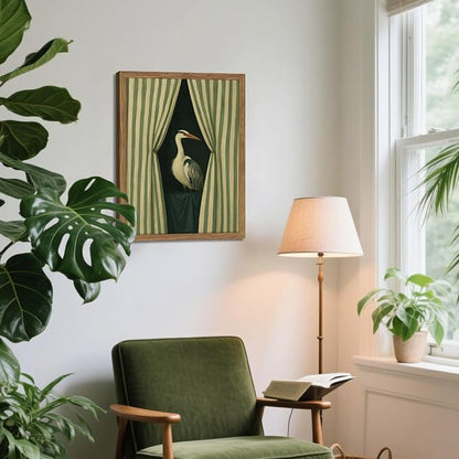 Framed Curtain Crane Canvas Wall ArtFramed Bird Wall Art, Elegant Heron Canvas - Image 8