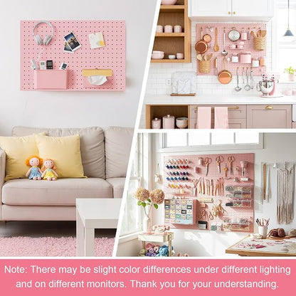 Peg Board, 4 Pack Metal Pegboard Panels Pink Pegboards Wall Organizer - Image 8