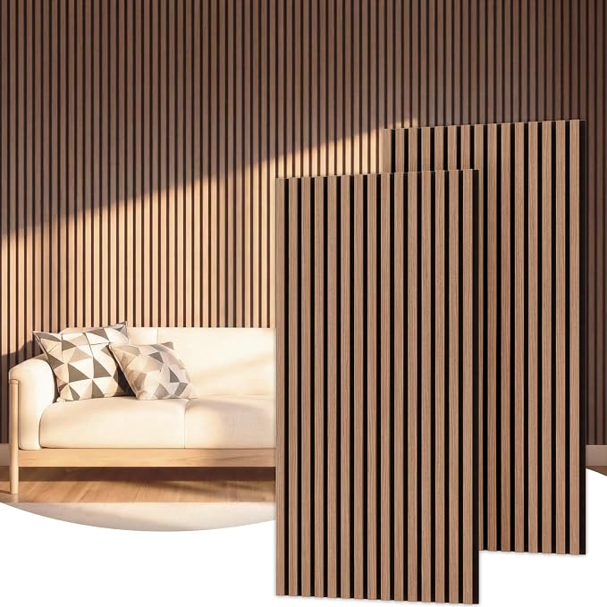 TONOR Wood Slatwall Panels, 2 Pack 47.2" x 23.6"/ 120 x60cm Acoustic Wall Panels by TONOR