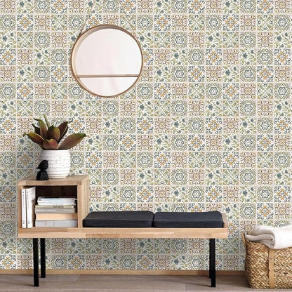 Wudnaye Bohemian Wallpaper Peel and Stick Faux Tile Contact Paper 17”×393” Tile - Image 8