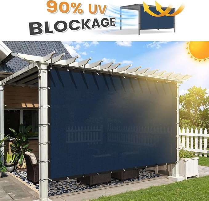 VICLLAX Shade Fabric Sun Shade Cloth with Every 2 FT Grommets for Patio Garden Pergola Cover Canopy 13x20 FT, Dark Blue