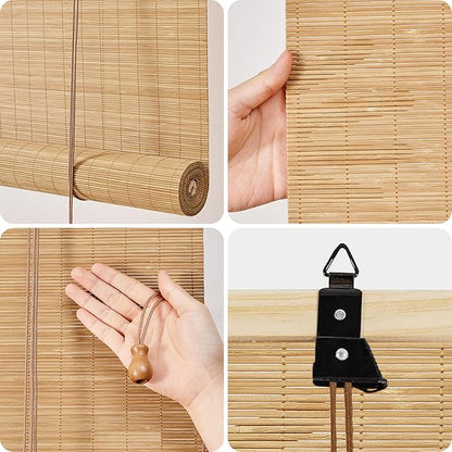 Bamboo Roman Shades, 24Wx72L Roll Up Bamboo Blind Privacy Shade - Image 3