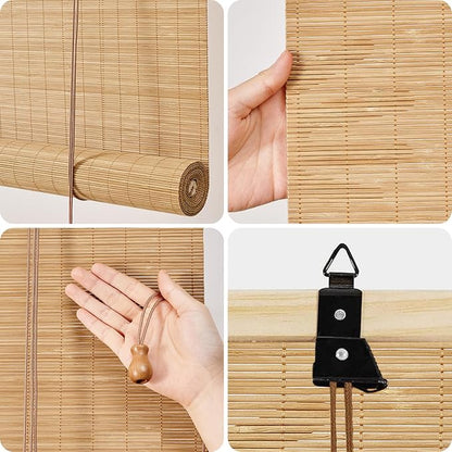 Bamboo Roman Shades, 24Wx72L Roll Up Bamboo Blind Privacy Shade - Image 3