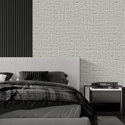 15.75"x590.6" Gray Grasscloth Wallpaper Peel and Stick Removable Textured Wall - Image 8