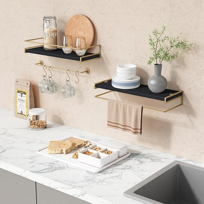 Forbena Black and Gold Bathroom Floating Shelves - Image 5