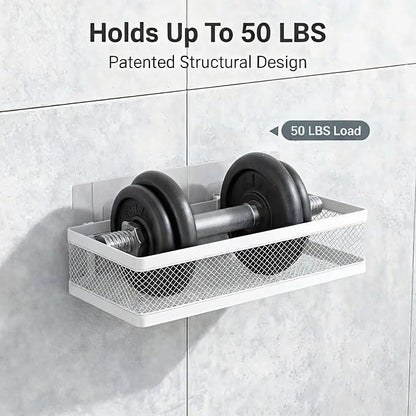 PUSDON Mesh Shower Caddy Wall Mount, Heavy Duty Adhesive Bathroom Shelf - Image 6
