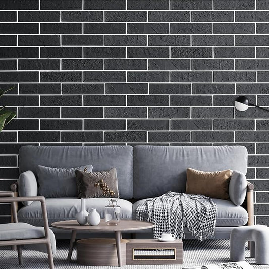 100 Pieces Old Town Black Faux Brick Wall Tiles, Clay Manufactured Thin Brick - Image 2